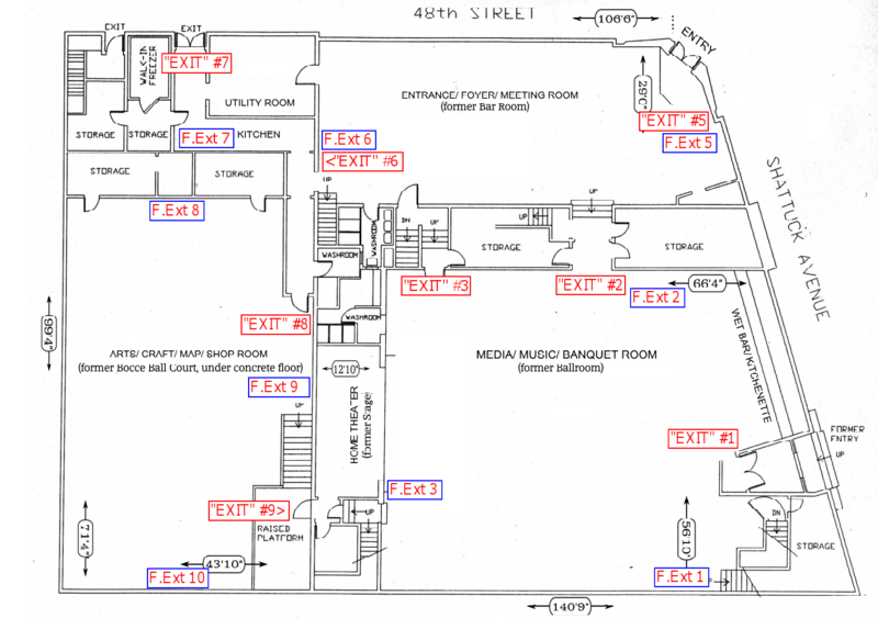 File:4799 Shattuck - Fire Exit Signs & Extinguisher layout mainfloor.png